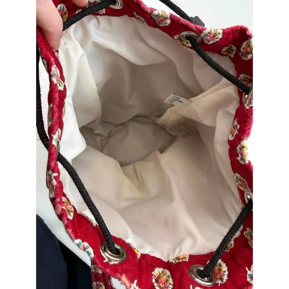 Vintage Vera Bradley Quilted Mini‎ Backpack Red Leaf 1997 Granny Cottage